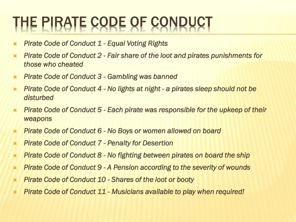 the pirate code of conduct