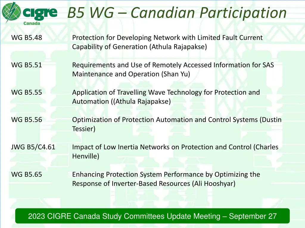 b5 wg canadian participation