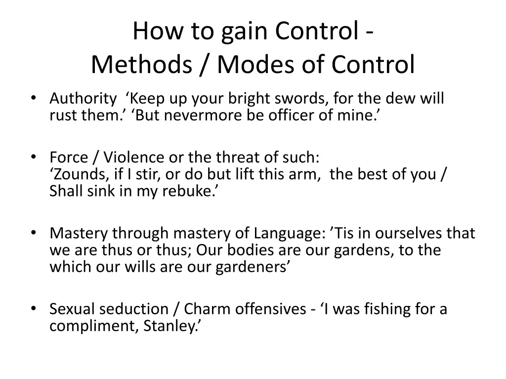 how to gain control methods modes of control