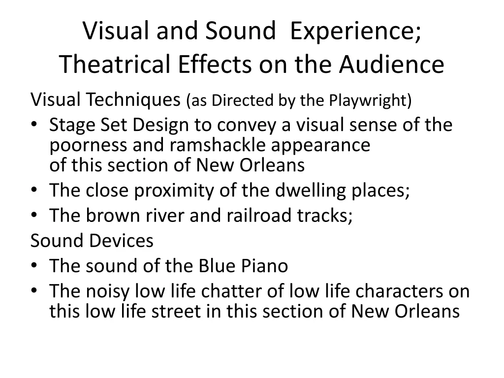 visual and sound experience theatrical effects