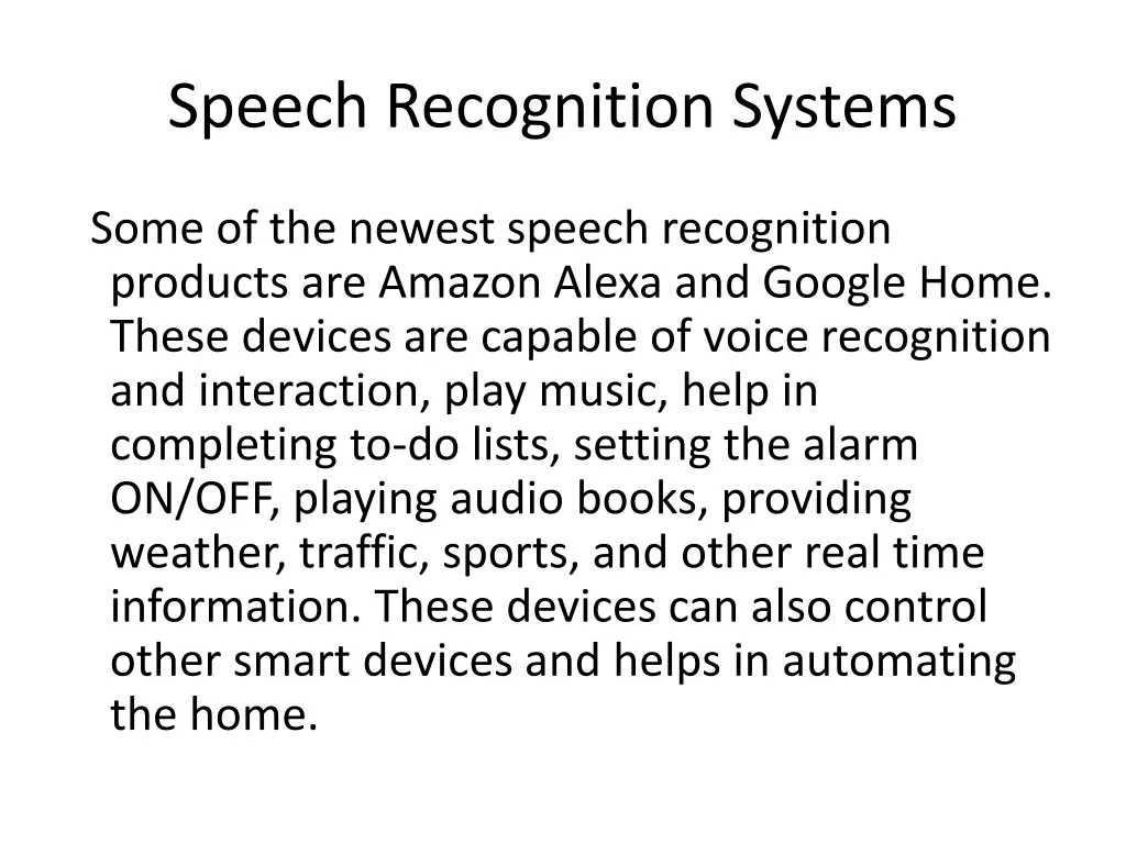 speech recognition systems 1