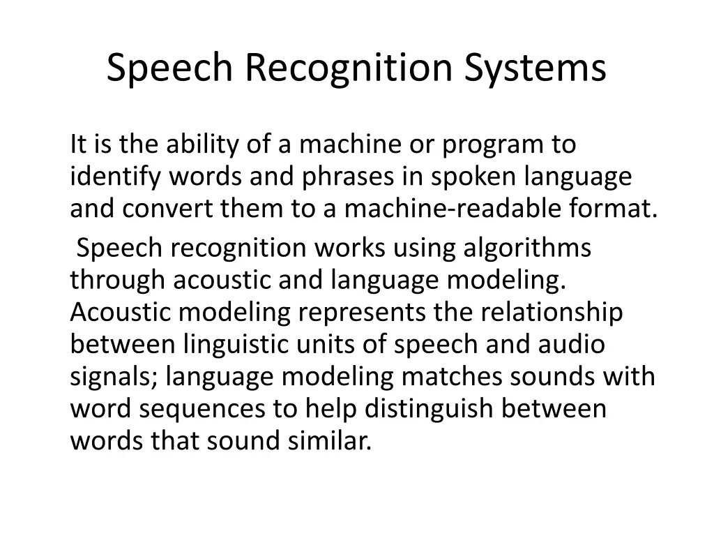 speech recognition systems