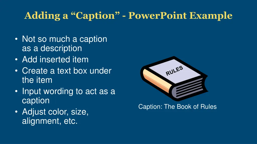 adding a caption powerpoint example