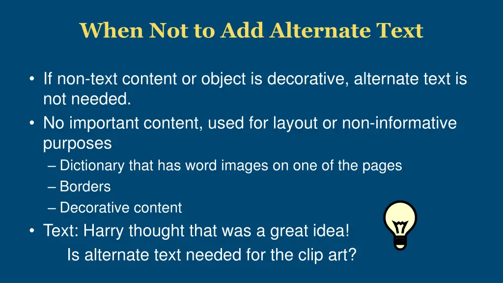 when not to add alternate text