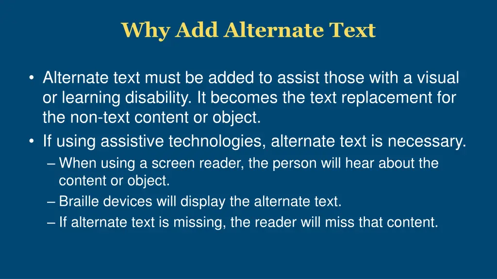 why add alternate text