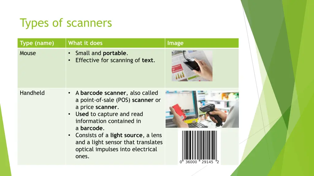 types of scanners