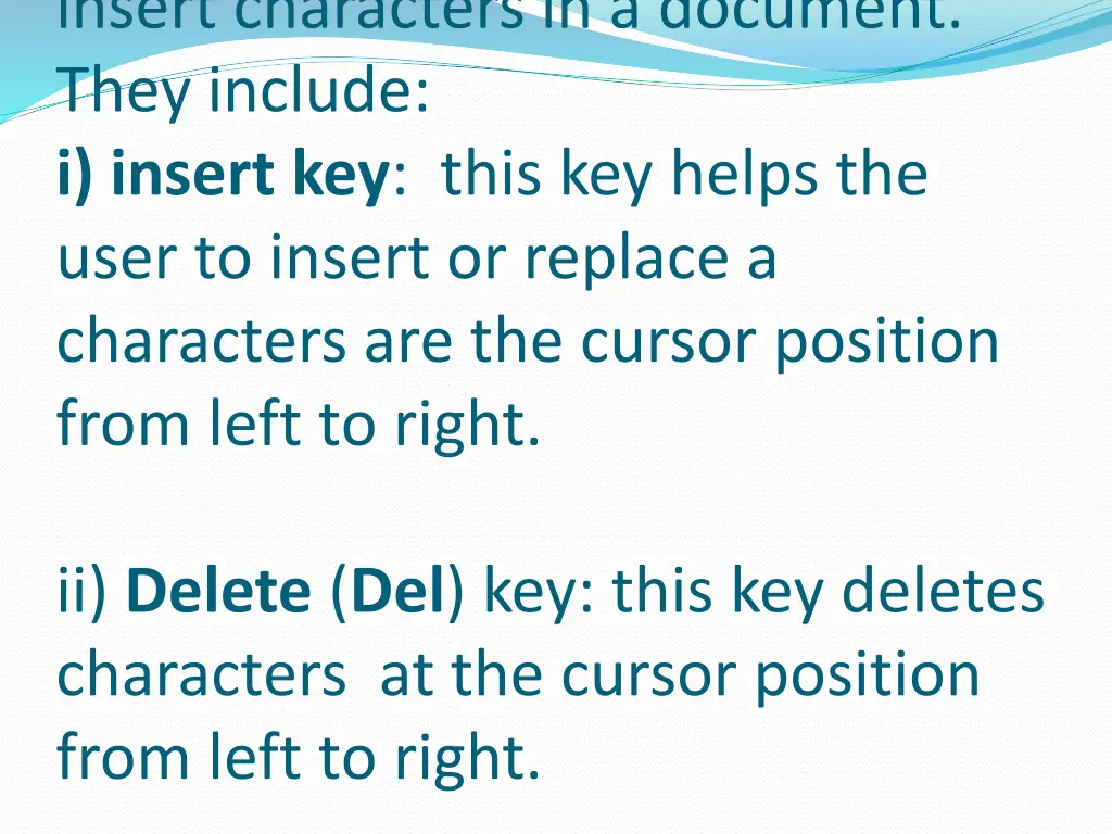 insert characters in a document they include