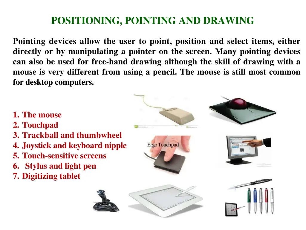 positioning pointing and drawing