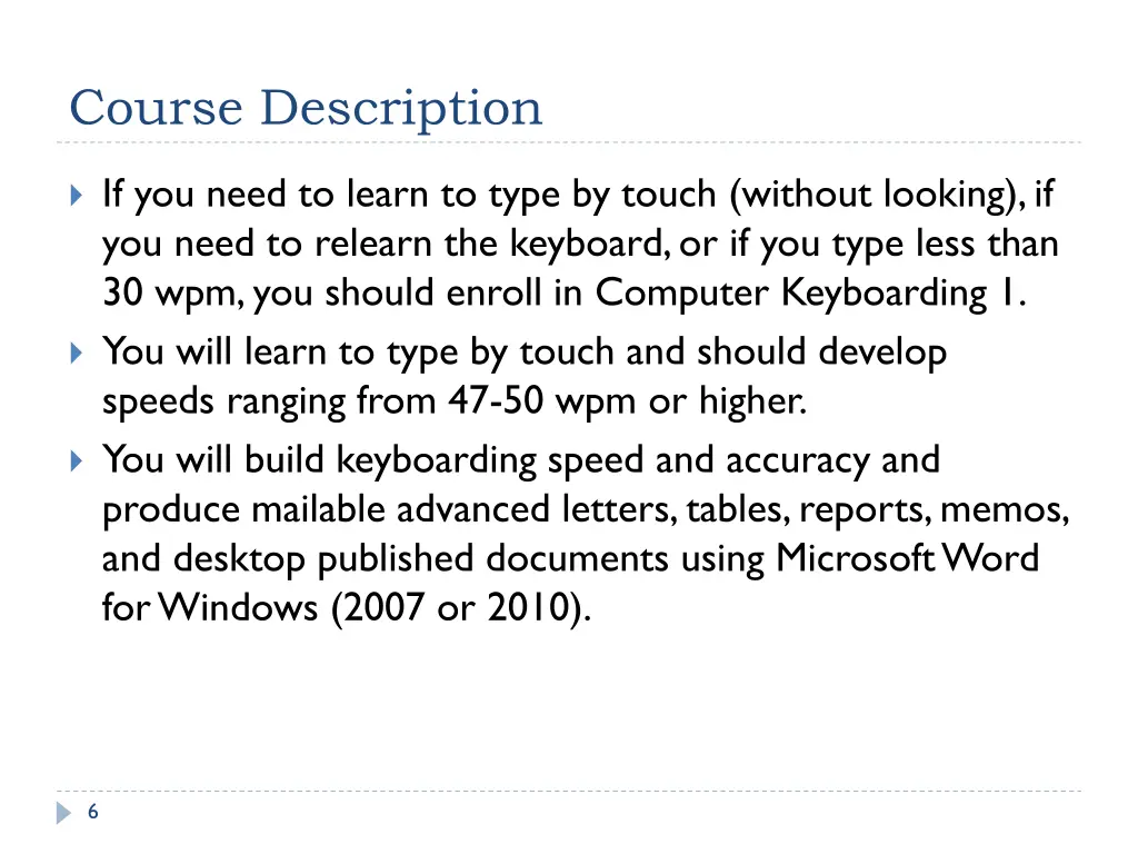 course description