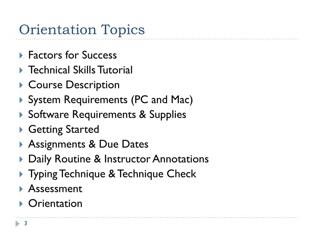 orientation topics