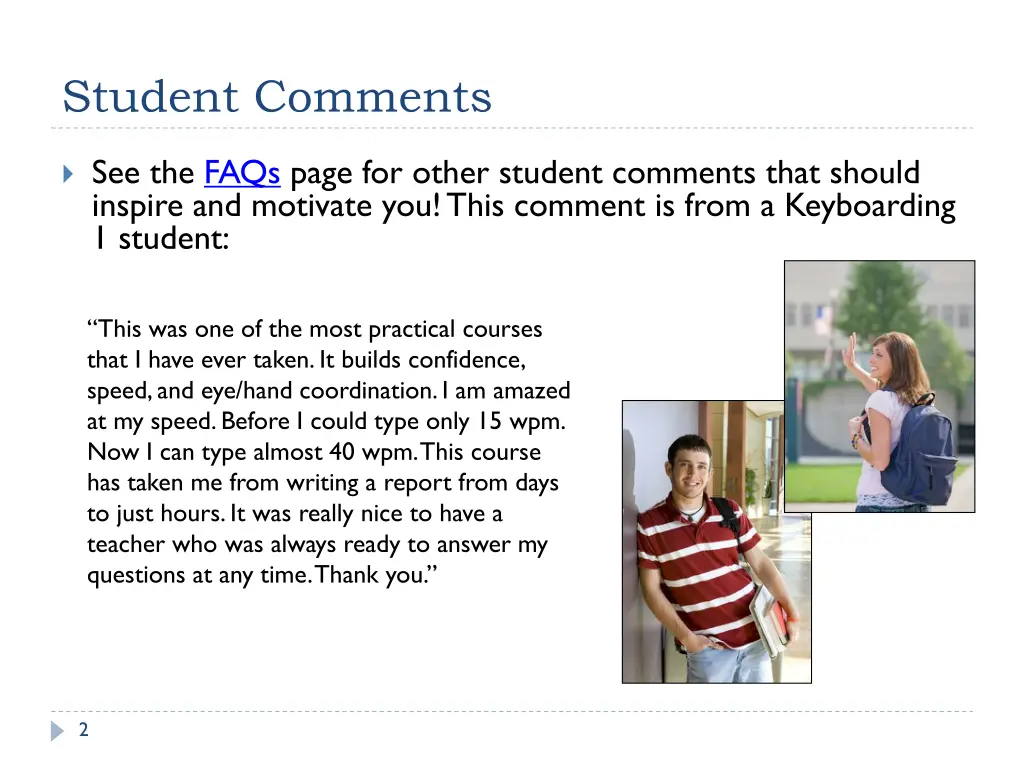 student comments