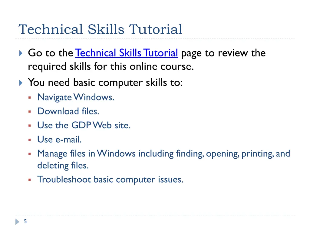 technical skills tutorial