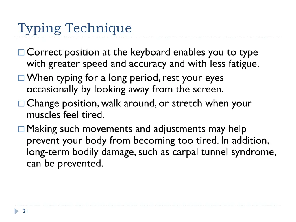 typing technique