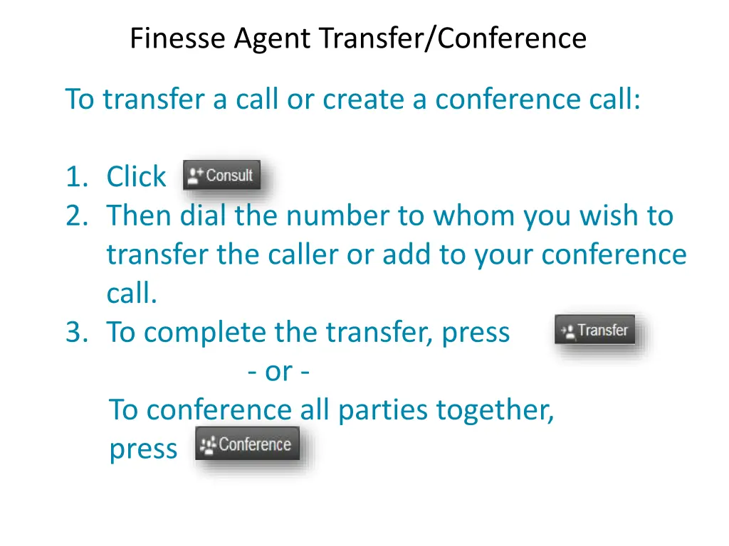 finesse agent transfer conference