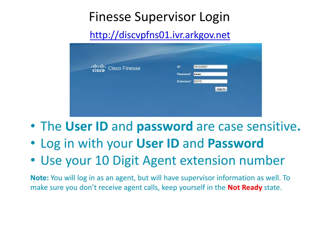 finesse supervisor login