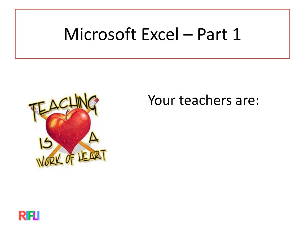 microsoft excel part 1