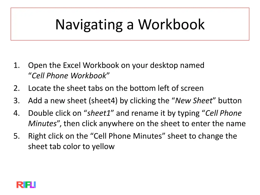 navigating a workbook