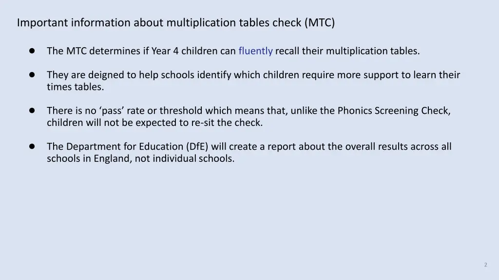 important information about multiplication tables