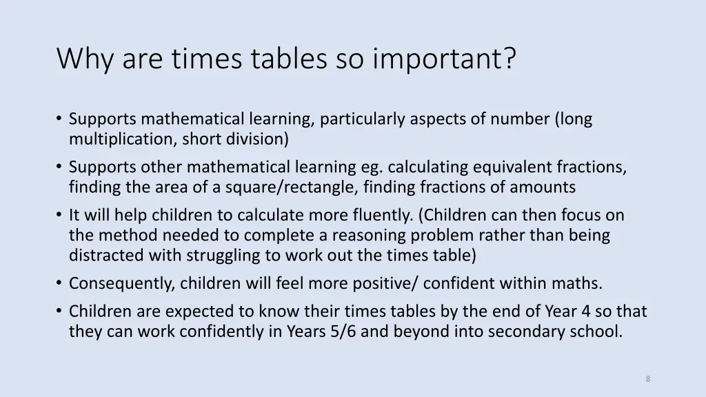 why are times tables so important