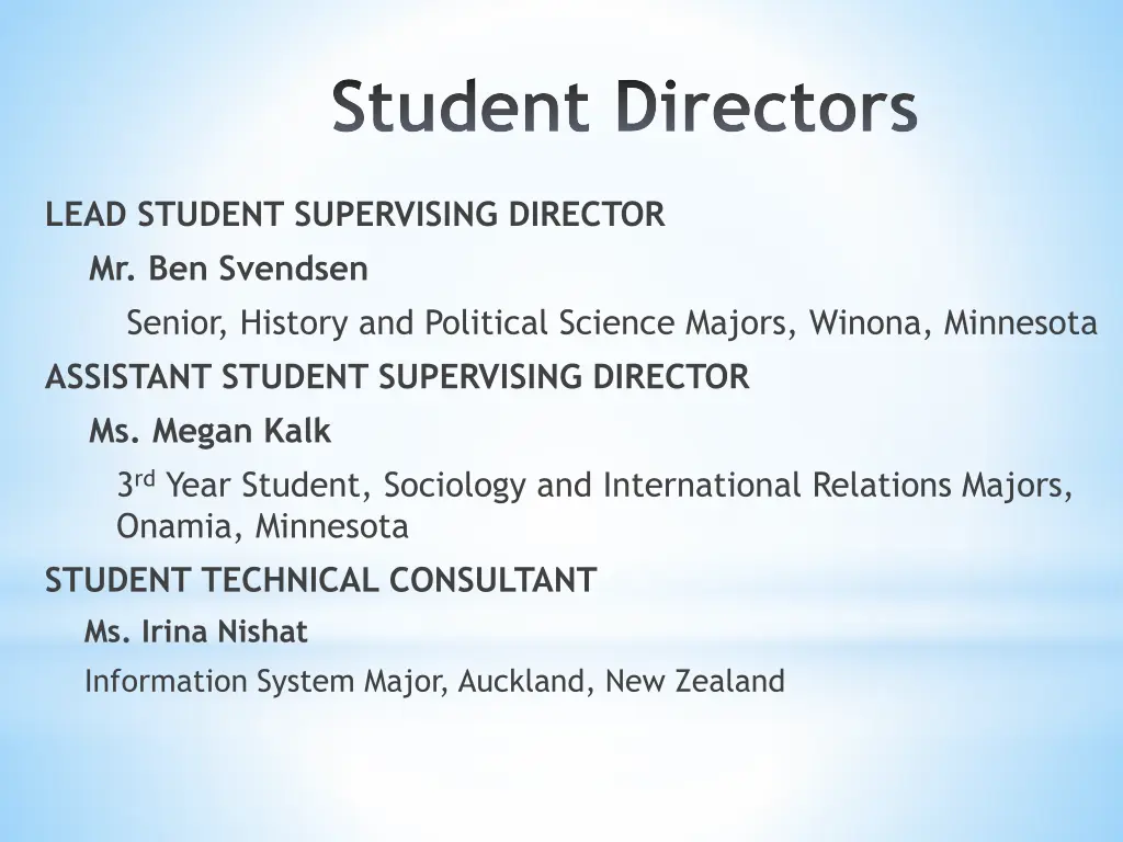 student directors