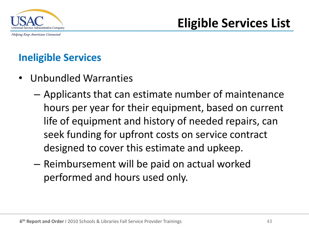 eligible services list 5