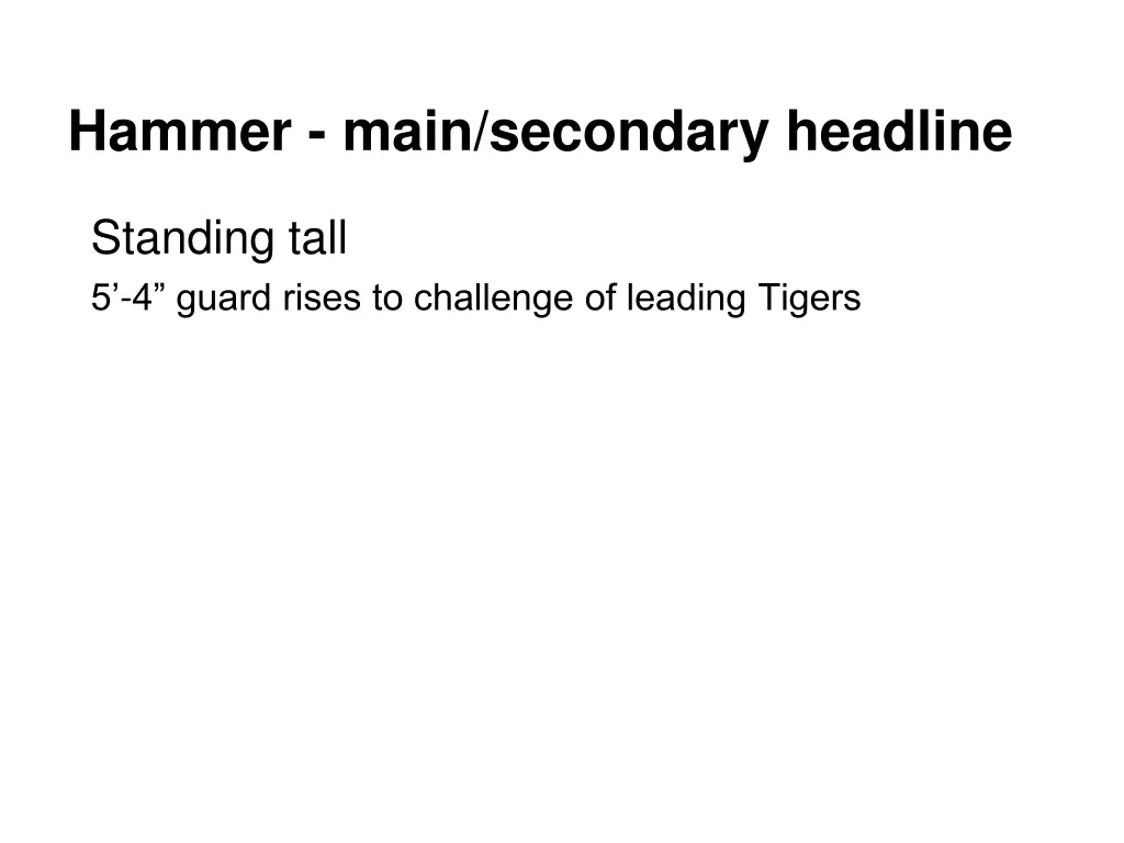 hammer main secondary headline