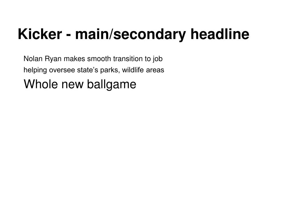 kicker main secondary headline