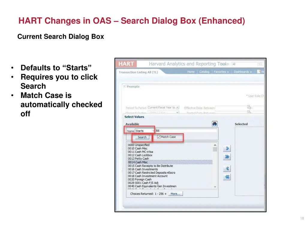 hart changes in oas search dialog box enhanced