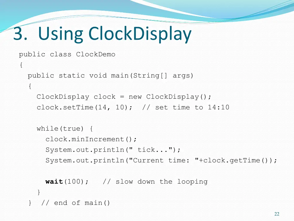 3 using clockdisplay