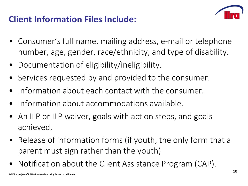 client information files include