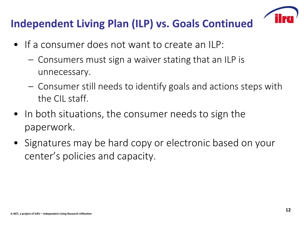 independent living plan ilp vs goals continued