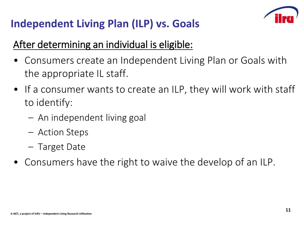 independent living plan ilp vs goals