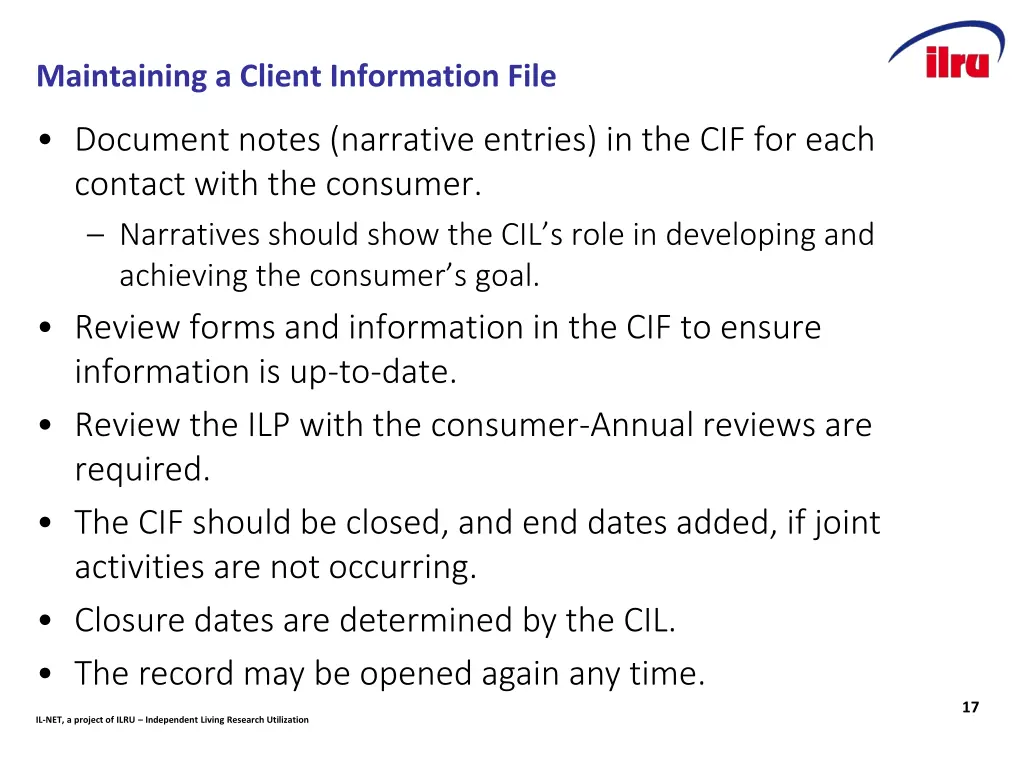 maintaining a client information file