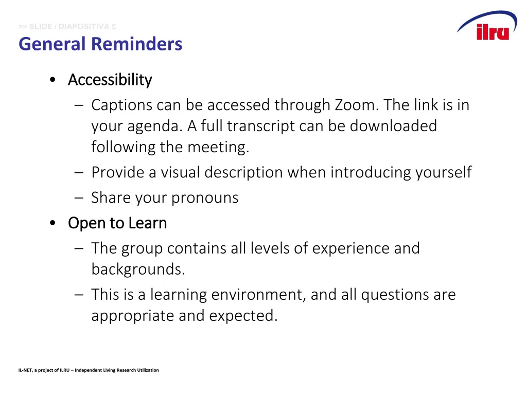 slide diapositiva 5 general reminders