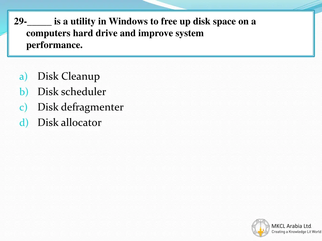 29 is a utility in windows to free up disk space