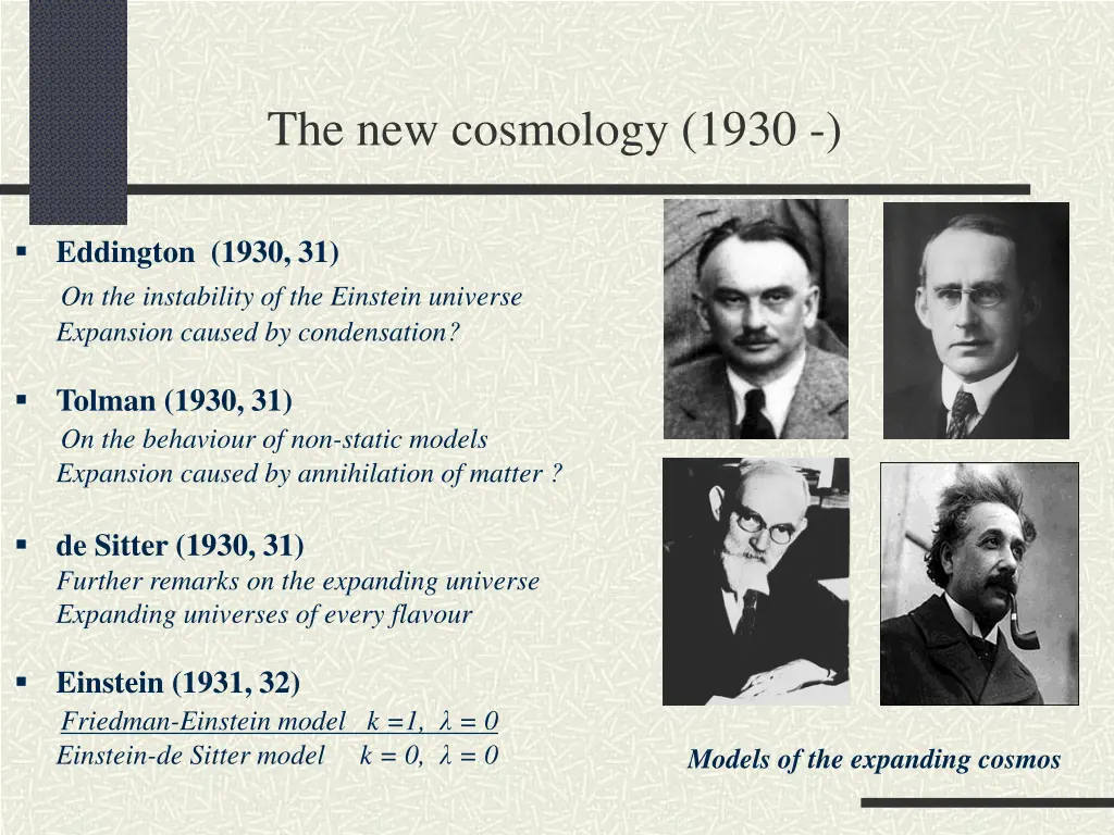 the new cosmology 1930