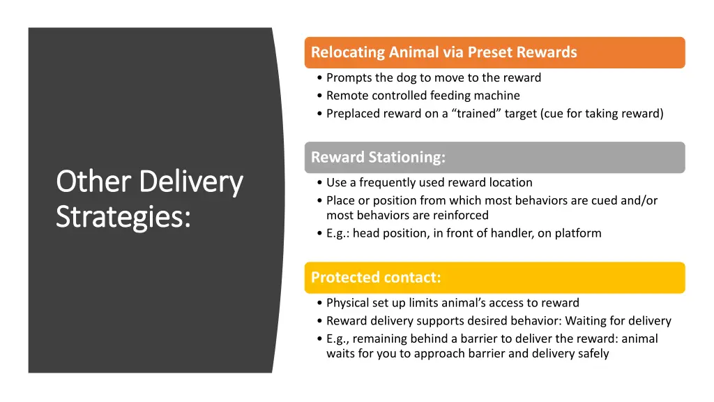 relocating animal via preset rewards