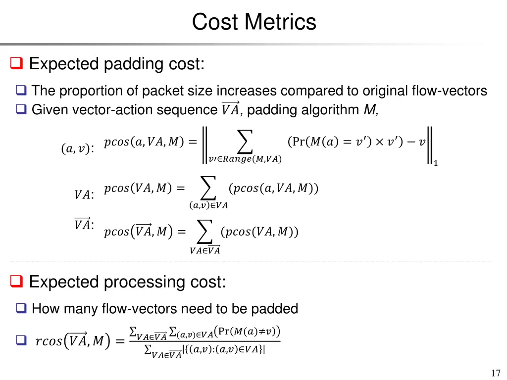 cost metrics