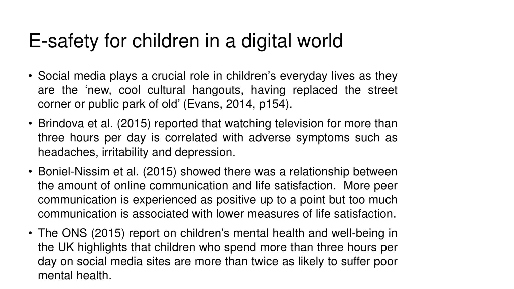 e safety for children in a digital world