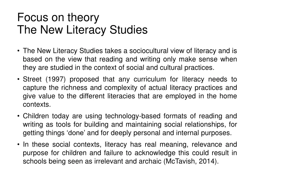 focus on theory the new literacy studies