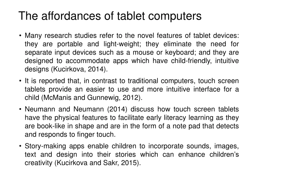 the affordances of tablet computers