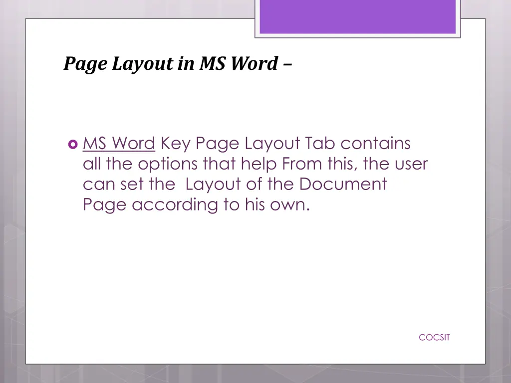 page layout in ms word