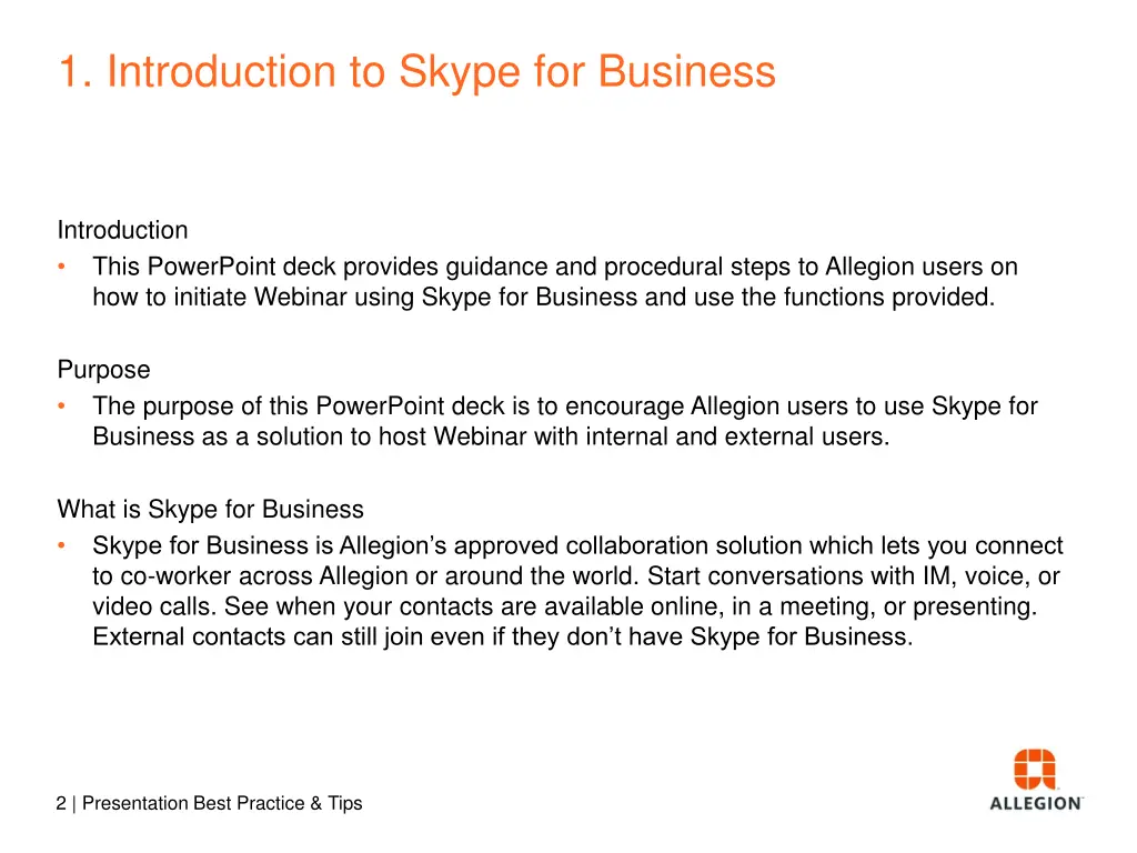 1 introduction to skype for business