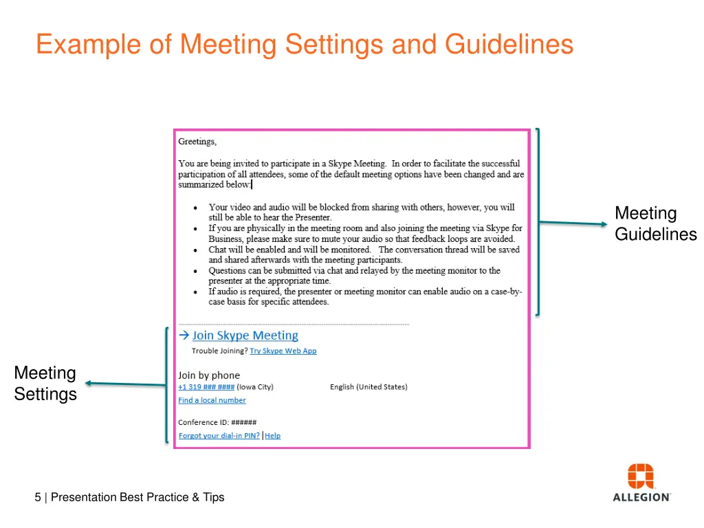 example of meeting settings and guidelines