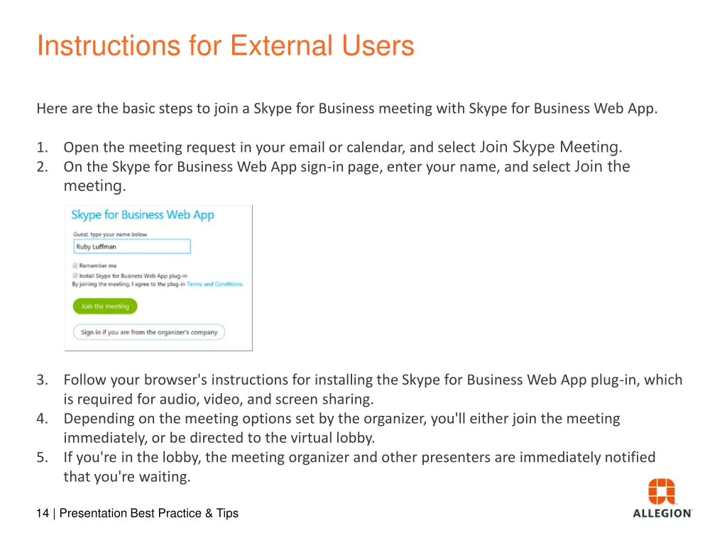 instructions for external users