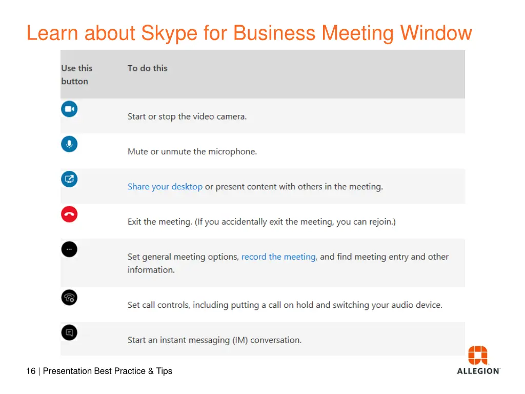 learn about skype for business meeting window