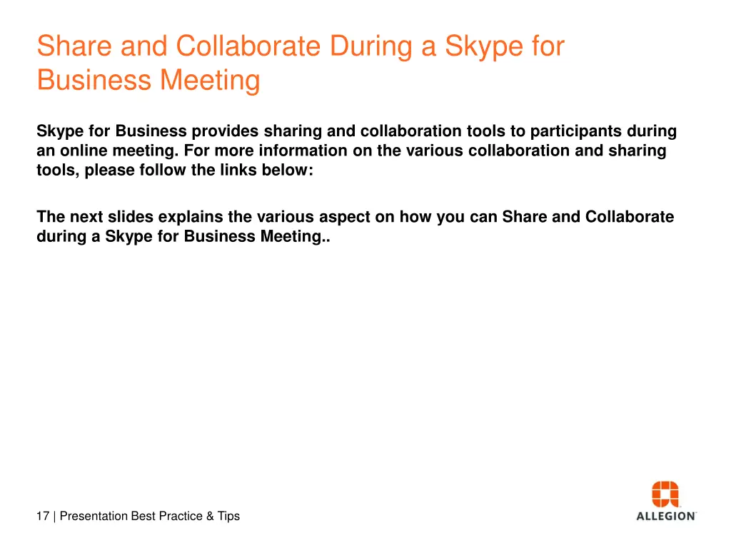 share and collaborate during a skype for business