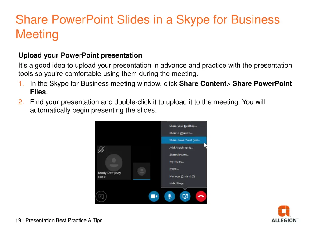 share powerpoint slides in a skype for business