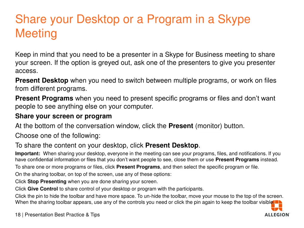 share your desktop or a program in a skype meeting