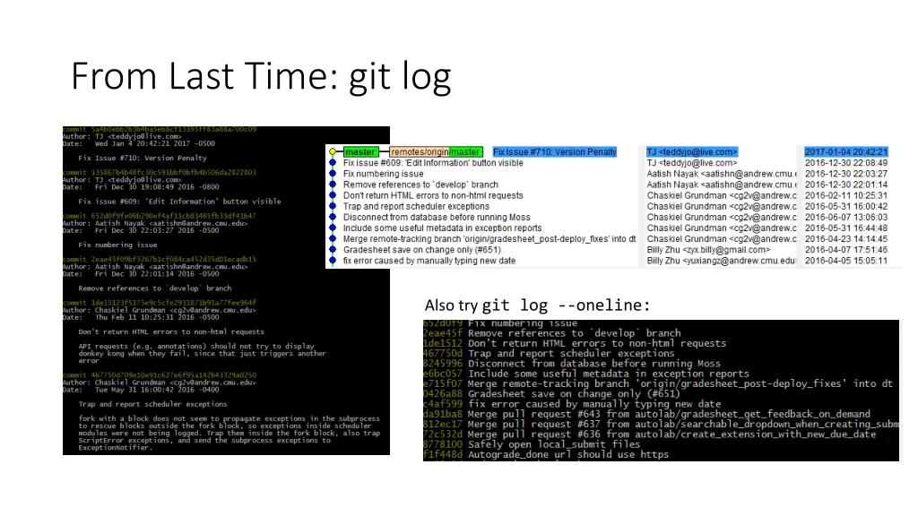 from last time git log